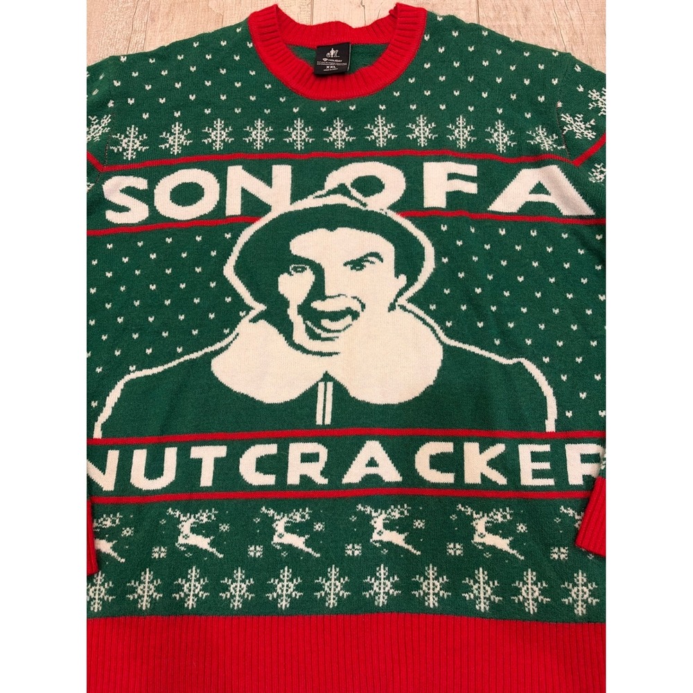 Elf Movie Buddy Son of a Nutcracker Ugly Christmas Sweater Mens XXL Green Red